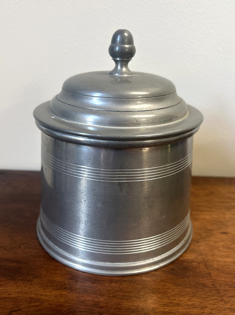 Williamsburg Kirk Stieff Pewter Tobacco Humidor Lidded Canister CW93 6" USA
